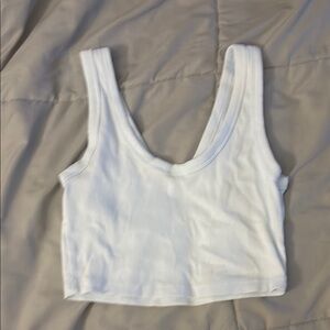 White Ribbed Women's Crop Top